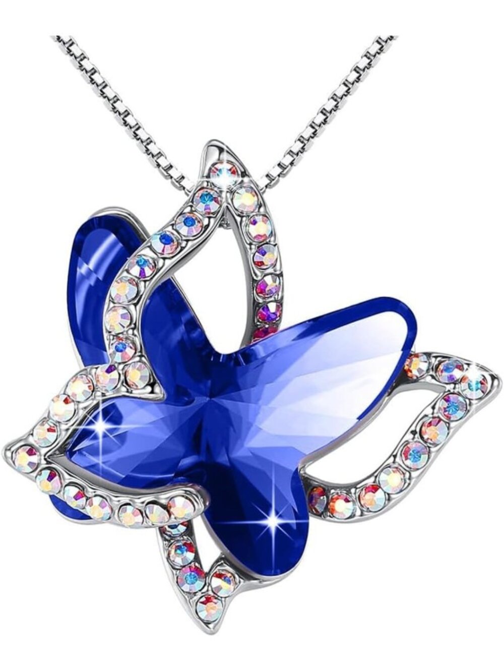 Elegant Butterfly Birthstone Necklace, Silver Pendant Jewelry for Women, Gift